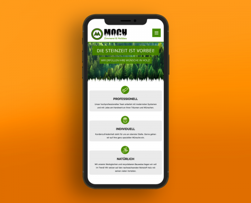 Website-Gestaltung mit Bildergalerie für "Zimmerei Moch"
