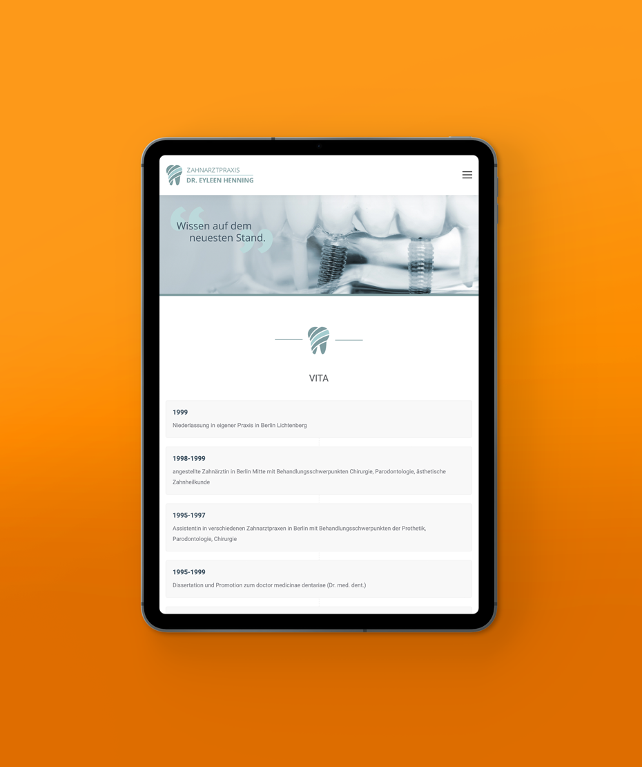 Design einer Responsive-Webseite für "Dr. Henning"
